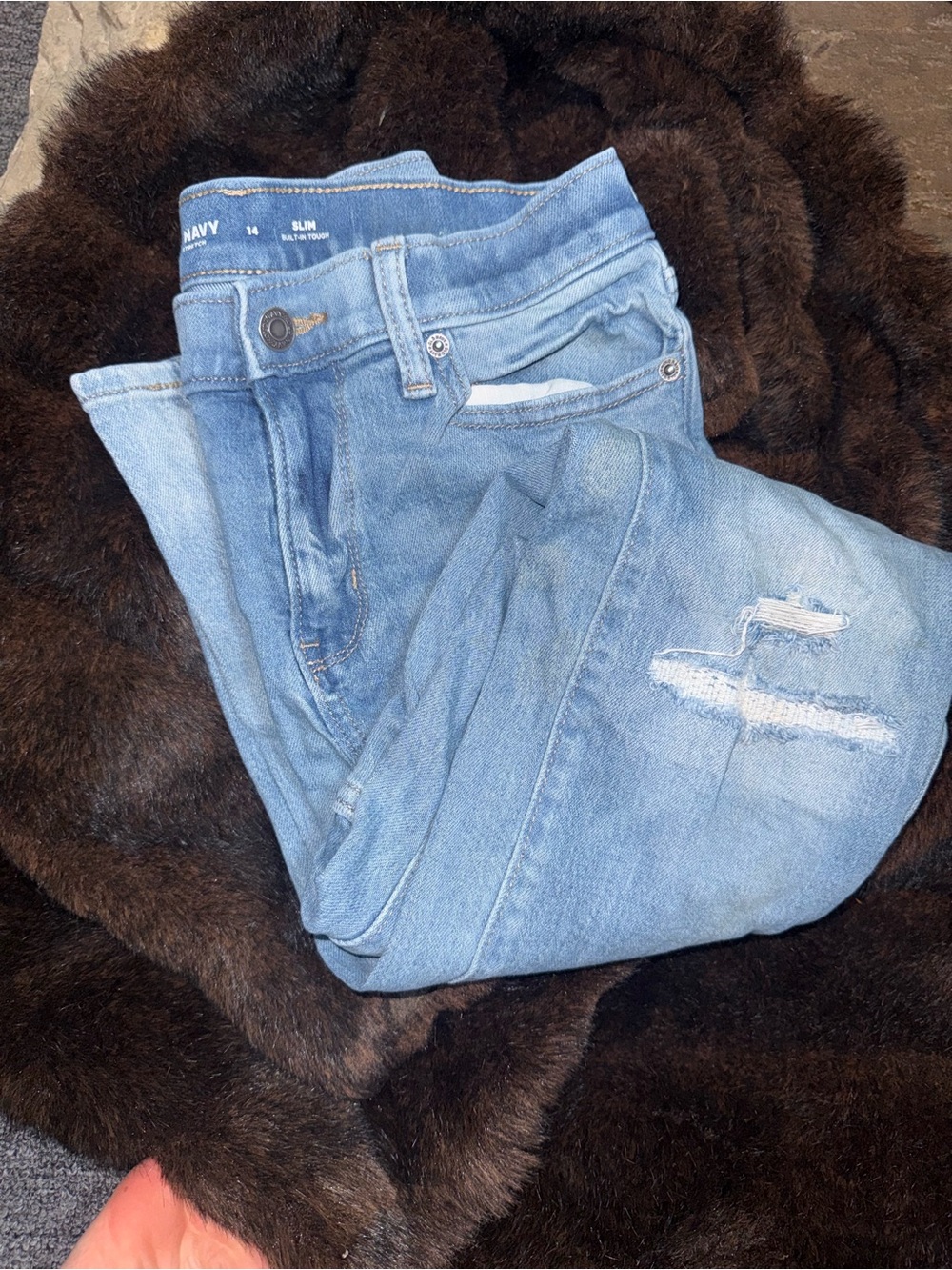 Old Navy Light Blue Slim Jeans with Distressed Detail